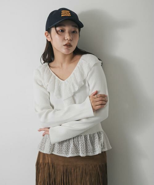 SENSE OF PLACE by URBAN RESEARCH / センスオブプレイス バイ アーバンリサーチ ニット・セーター | 『洗濯可』フリルレースフレアスリーブニット | 詳細2