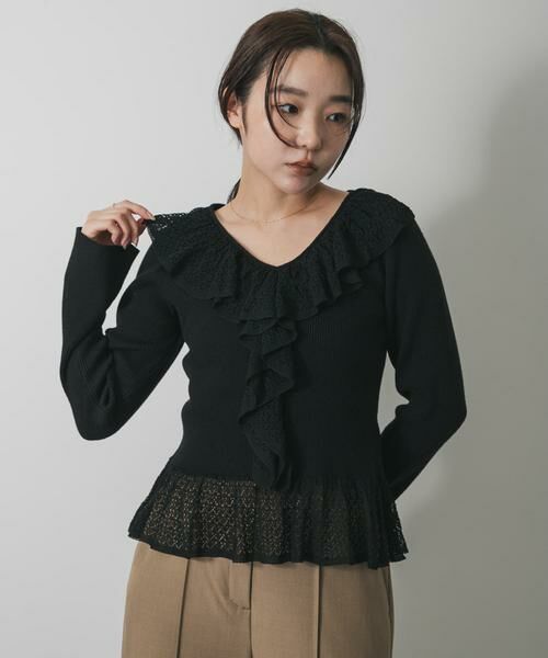 SENSE OF PLACE by URBAN RESEARCH / センスオブプレイス バイ アーバンリサーチ ニット・セーター | 『洗濯可』フリルレースフレアスリーブニット | 詳細10