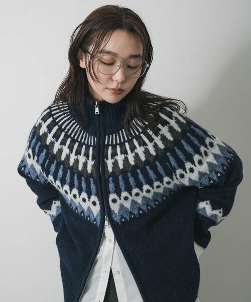 SENSE OF PLACE by URBAN RESEARCH / センスオブプレイス バイ アーバンリサーチ ニット・セーター | 『洗濯可』ノルディックジップセーター | 詳細1