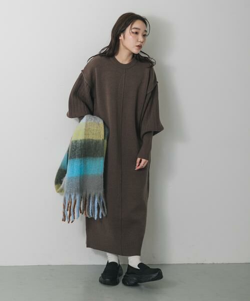 SENSE OF PLACE by URBAN RESEARCH/センスオブプレイス バイ アーバンリサーチ センターシームサムホールニットワンピース モカ one