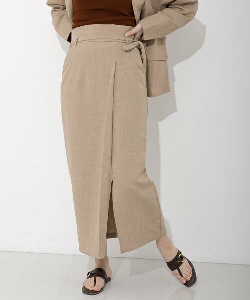 SENSE OF PLACE by URBAN RESEARCH / センスオブプレイス バイ アーバンリサーチ スカート | リネンライクハイウエストラップスカート(ベージュ)