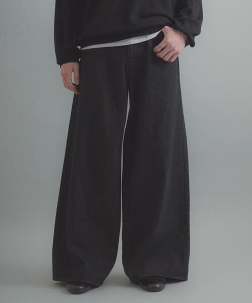 SENSE OF PLACE by URBAN RESEARCH / センスオブプレイス バイ アーバンリサーチ デニムパンツ | 『一部WEB限定カラー』ヴィンテージライクデニムワイドパンツ（ブラック系その他）