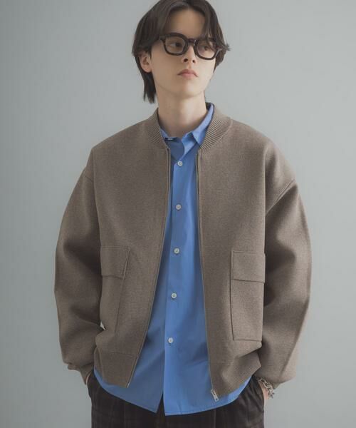 SENSE OF PLACE by URBAN RESEARCH / センスオブプレイス バイ アーバンリサーチ ブルゾン | 『洗濯可』ダブルポケットニットブルゾン（ブラウン）