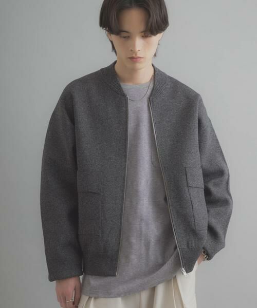 SENSE OF PLACE by URBAN RESEARCH / センスオブプレイス バイ アーバンリサーチ ブルゾン | 『洗濯可』ダブルポケットニットブルゾン（ブラック）