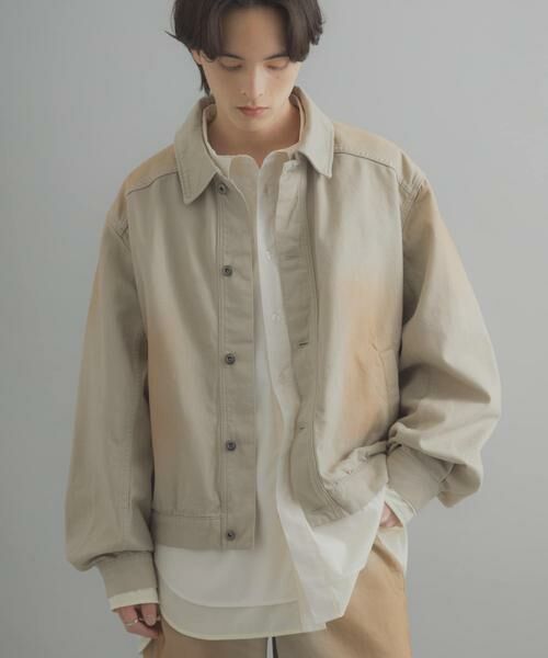 SENSE OF PLACE by URBAN RESEARCH / センスオブプレイス バイ アーバンリサーチ Gジャン・デニムジャケット | ヴィンテージライクデニムブルゾン（ライトカーキ）
