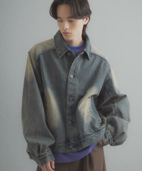 SENSE OF PLACE by URBAN RESEARCH / センスオブプレイス バイ アーバンリサーチ Gジャン・デニムジャケット | ヴィンテージライクデニムブルゾン（インディゴブルー）