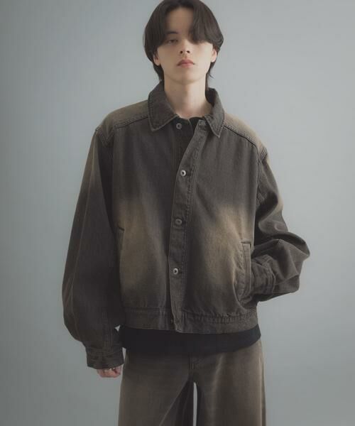 SENSE OF PLACE by URBAN RESEARCH / センスオブプレイス バイ アーバンリサーチ Gジャン・デニムジャケット | ヴィンテージライクデニムブルゾン（ブラック）