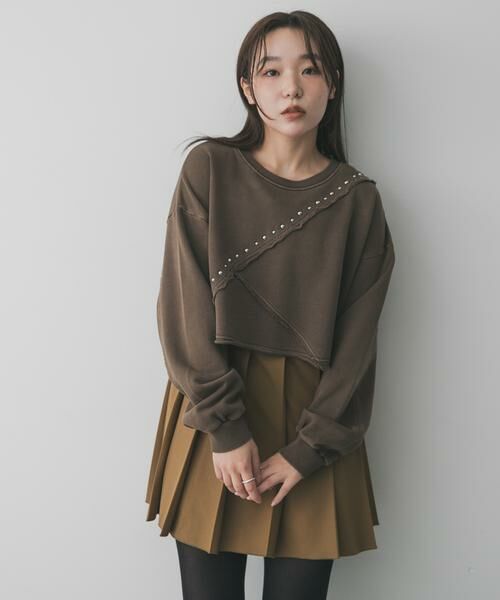 SENSE OF PLACE by URBAN RESEARCH / センスオブプレイス バイ アーバンリサーチ スウェット | スタッズピグメントカットトップ（ブラウン）