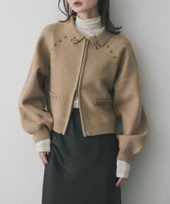 SENSE OF PLACE by URBAN RESEARCH / センスオブプレイス バイ アーバンリサーチ カーディガン・ボレロ | 『洗濯可』スタッズデザインカーディガン