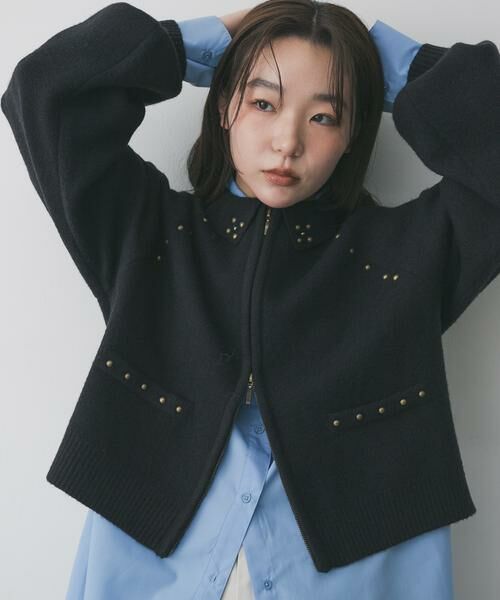 SENSE OF PLACE by URBAN RESEARCH / センスオブプレイス バイ アーバンリサーチ カーディガン・ボレロ | 『洗濯可』スタッズデザインカーディガン | 詳細1