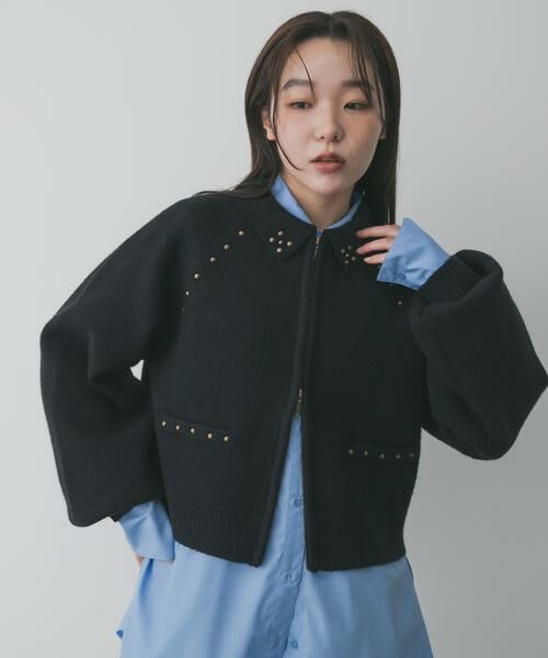 SENSE OF PLACE by URBAN RESEARCH / センスオブプレイス バイ アーバンリサーチ カーディガン・ボレロ | 『洗濯可』スタッズデザインカーディガン | 詳細2