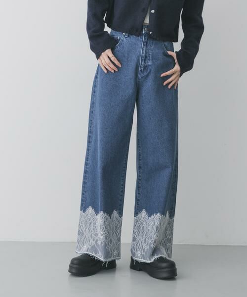 SENSE OF PLACE by URBAN RESEARCH / センスオブプレイス バイ アーバンリサーチ その他パンツ | レースドッキングデニムパンツ（ライトインディゴブル）