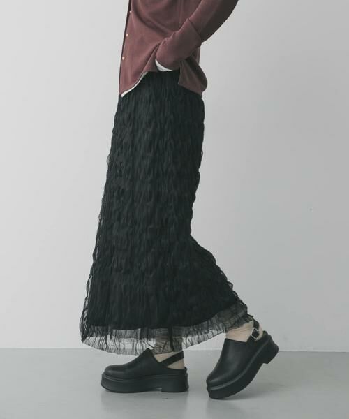 SENSE OF PLACE by URBAN RESEARCH / センスオブプレイス バイ アーバンリサーチ スカート | ウェーブチュールスカート(ブラック)