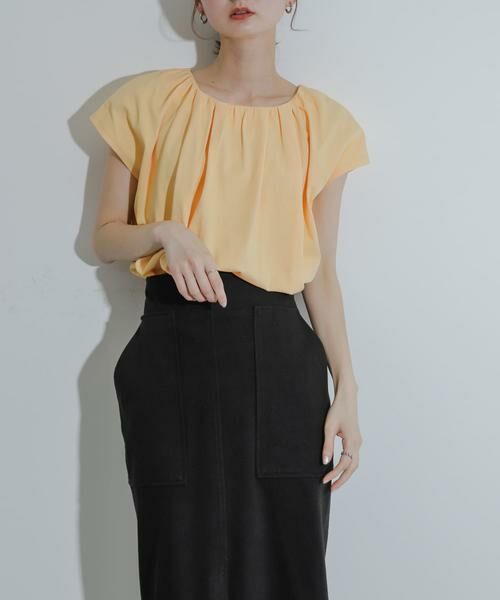 SENSE OF PLACE by URBAN RESEARCH / センスオブプレイス バイ アーバンリサーチ Tシャツ | クールタッチフレンチスリーブタックブラウスTシャツ（オレンジ）