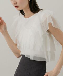 SENSE OF PLACE by URBAN RESEARCH / センスオブプレイス バイ アーバンリサーチ Tシャツ | チュールフリルカットトップ