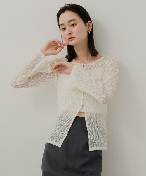 SENSE OF PLACE by URBAN RESEARCH / センスオブプレイス バイ アーバンリサーチ カーディガン・ボレロ | ボートネックレースカーディガン | 詳細1