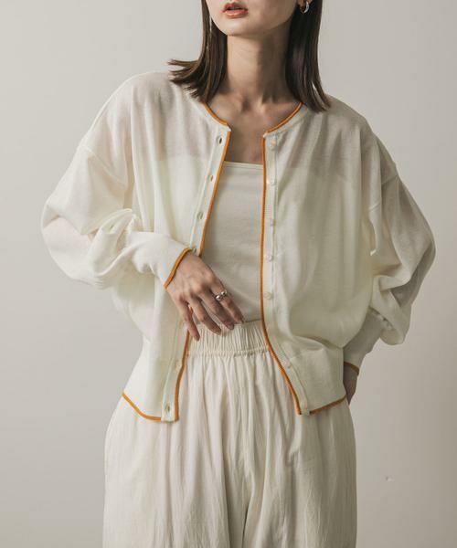 SENSE OF PLACE by URBAN RESEARCH / センスオブプレイス バイ アーバンリサーチ ニット・セーター | シアーボリュームスリーブカーディガン（アイボリー）