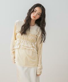 SENSE OF PLACE by URBAN RESEARCH / センスオブプレイス バイ アーバンリサーチ Tシャツ | 『洗濯可』フリルビスチェセットベロアトップ