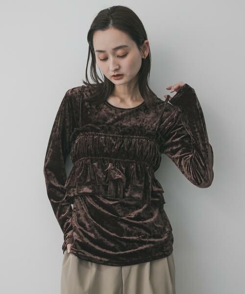 SENSE OF PLACE by URBAN RESEARCH / センスオブプレイス バイ アーバンリサーチ Tシャツ | 『洗濯可』フリルビスチェセットベロアトップ | 詳細1