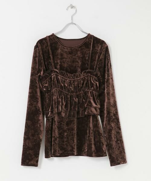 SENSE OF PLACE by URBAN RESEARCH / センスオブプレイス バイ アーバンリサーチ Tシャツ | 『洗濯可』フリルビスチェセットベロアトップ | 詳細5