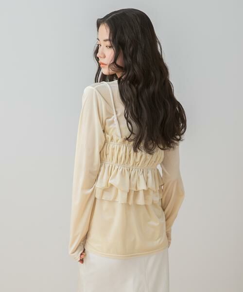 SENSE OF PLACE by URBAN RESEARCH / センスオブプレイス バイ アーバンリサーチ Tシャツ | 『洗濯可』フリルビスチェセットベロアトップ | 詳細12