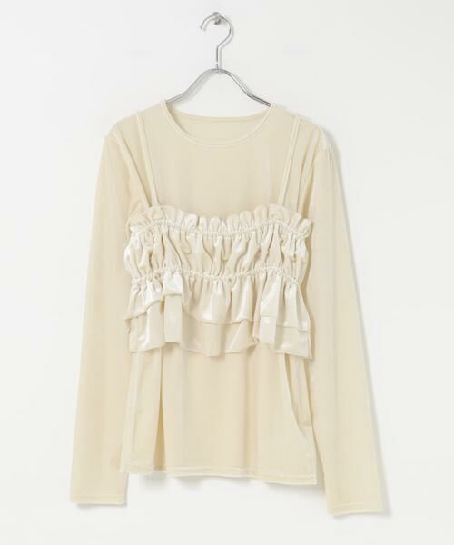 SENSE OF PLACE by URBAN RESEARCH / センスオブプレイス バイ アーバンリサーチ Tシャツ | 『洗濯可』フリルビスチェセットベロアトップ | 詳細18