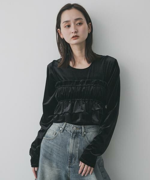 SENSE OF PLACE by URBAN RESEARCH / センスオブプレイス バイ アーバンリサーチ Tシャツ | 『洗濯可』フリルビスチェセットベロアトップ | 詳細23