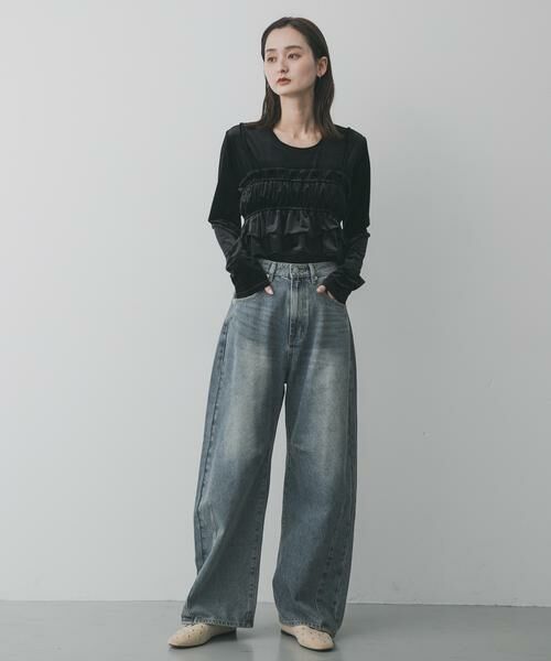 SENSE OF PLACE by URBAN RESEARCH / センスオブプレイス バイ アーバンリサーチ Tシャツ | 『洗濯可』フリルビスチェセットベロアトップ | 詳細25