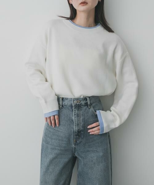 SENSE OF PLACE by URBAN RESEARCH / センスオブプレイス バイ アーバンリサーチ ニット・セーター | 『洗濯可』バイカラーレイヤードセーター（アイボリー）