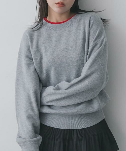SENSE OF PLACE by URBAN RESEARCH / センスオブプレイス バイ アーバンリサーチ ニット・セーター | 『洗濯可』バイカラーレイヤードセーター（グレー）