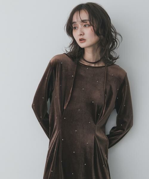 SENSE OF PLACE by URBAN RESEARCH / センスオブプレイス バイ アーバンリサーチ ワンピース | ドットシシュウベロアワンピース | 詳細1