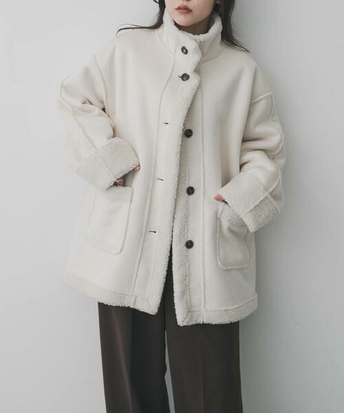 SENSE OF PLACE by URBAN RESEARCH / センスオブプレイス バイ アーバンリサーチ その他アウター | フェイクムートンスタンドジャケット（アイボリー）