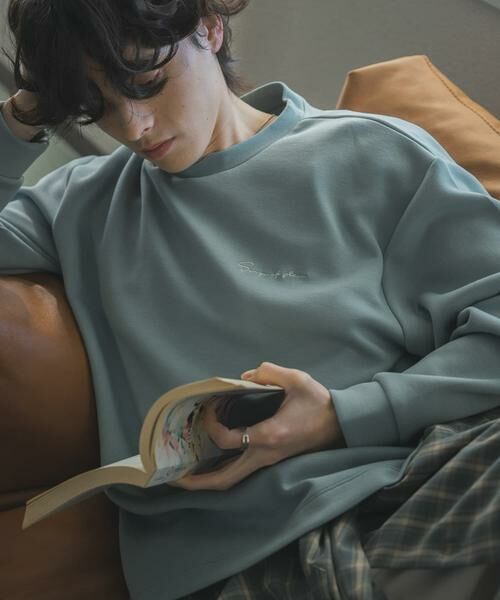 SENSE OF PLACE by URBAN RESEARCH / センスオブプレイス バイ アーバンリサーチ Tシャツ | 『一部WEB限定カラー』シシュウダンボールポンチロングスリーブTシャツ（ライトブルー）