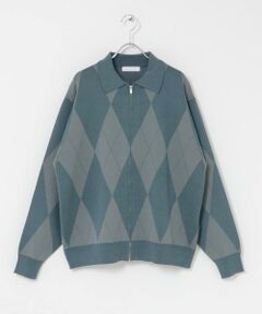 SENSE OF PLACE by URBAN RESEARCH / センスオブプレイス バイ アーバンリサーチ カーディガン・ボレロ | 『洗濯可』アーガイルジップニットカーディガン