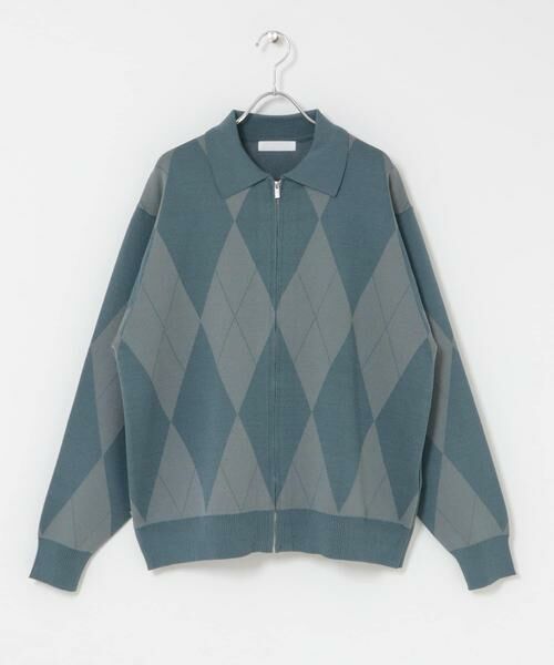 SENSE OF PLACE by URBAN RESEARCH / センスオブプレイス バイ アーバンリサーチ カーディガン・ボレロ | 『洗濯可』アーガイルジップニットカーディガン | 詳細1
