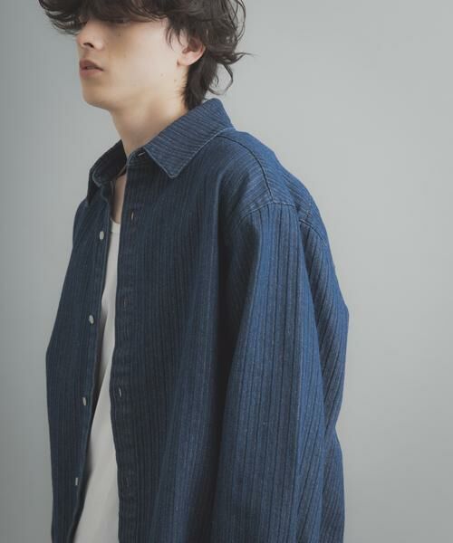 SENSE OF PLACE by URBAN RESEARCH / センスオブプレイス バイ アーバンリサーチ シャツ・ブラウス | ジャガードデニムレギュラーカラーシャツ（インディゴブルー）