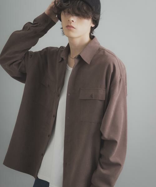 SENSE OF PLACE by URBAN RESEARCH / センスオブプレイス バイ アーバンリサーチ シャツ・ブラウス | F/Sダブルポケットロングスリーブシャツ（ブラウン）