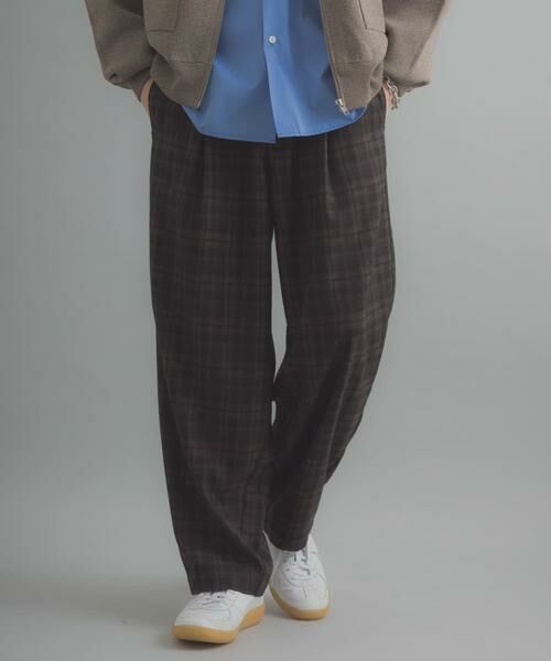 SENSE OF PLACE by URBAN RESEARCH / センスオブプレイス バイ アーバンリサーチ その他パンツ | チェックバレルレッグワイドパンツ（ブラウン）