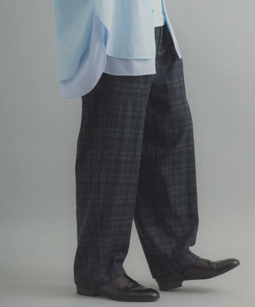 SENSE OF PLACE by URBAN RESEARCH / センスオブプレイス バイ アーバンリサーチ その他パンツ | チェックバレルレッグワイドパンツ（ネイビー）