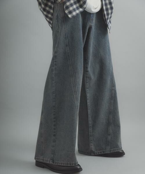 SENSE OF PLACE by URBAN RESEARCH / センスオブプレイス バイ アーバンリサーチ デニムパンツ | ケミカルバギーワイドデニムパンツ（インディゴブルー）