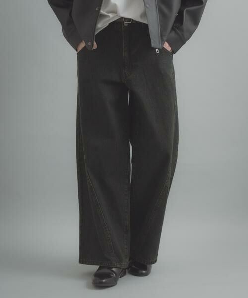 SENSE OF PLACE by URBAN RESEARCH / センスオブプレイス バイ アーバンリサーチ デニムパンツ | ケミカルバギーワイドデニムパンツ（ブラック）