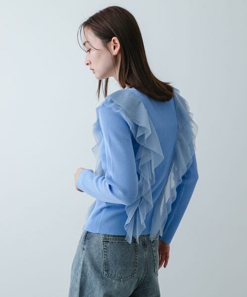 SENSE OF PLACE by URBAN RESEARCH / センスオブプレイス バイ アーバンリサーチ カーディガン・ボレロ | 『洗濯可』チュールフリルニットカーディガン | 詳細2