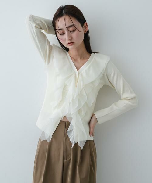 SENSE OF PLACE by URBAN RESEARCH / センスオブプレイス バイ アーバンリサーチ カーディガン・ボレロ | 『洗濯可』チュールフリルニットカーディガン | 詳細12