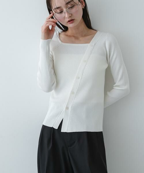 SENSE OF PLACE by URBAN RESEARCH / センスオブプレイス バイ アーバンリサーチ ニット・セーター | 『洗濯可』アシメデザインリブセーター（オフホワイト）