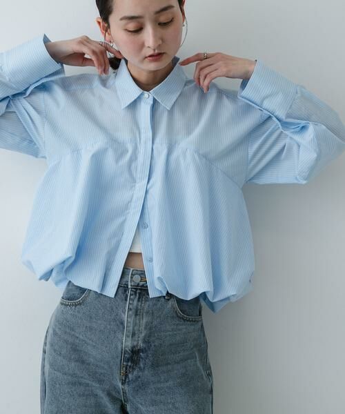SENSE OF PLACE by URBAN RESEARCH / センスオブプレイス バイ アーバンリサーチ シャツ・ブラウス | 『イージーケア』シルバーボタンバルーンシャツ（ブルー系その他）