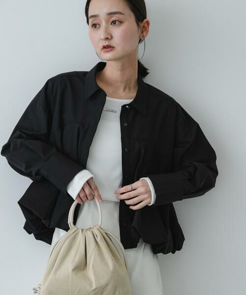 SENSE OF PLACE by URBAN RESEARCH / センスオブプレイス バイ アーバンリサーチ シャツ・ブラウス | 『イージーケア』シルバーボタンバルーンシャツ（ブラック）