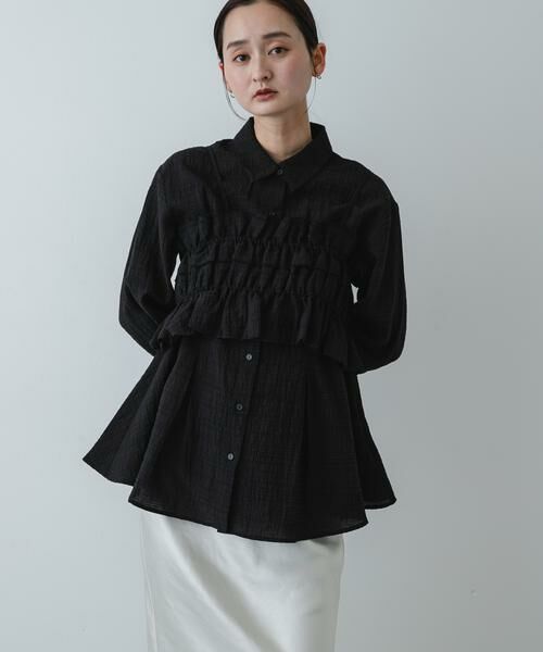 SENSE OF PLACE by URBAN RESEARCH / センスオブプレイス バイ アーバンリサーチ Tシャツ | シャーリングビスチェセットシャツ（ブラック）