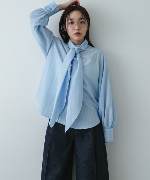 SENSE OF PLACE by URBAN RESEARCH / センスオブプレイス バイ アーバンリサーチ シャツ・ブラウス | 『イージーケア』ボウタイリボンブラウス（ブルー系その他）