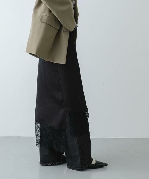 SENSE OF PLACE by URBAN RESEARCH / センスオブプレイス バイ アーバンリサーチ スカート | アシメレースヘムスカート（ブラック）