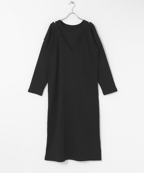 SENSE OF PLACE by URBAN RESEARCH / センスオブプレイス バイ アーバンリサーチ ワンピース | レイヤードネックリブワンピース(ブラック)